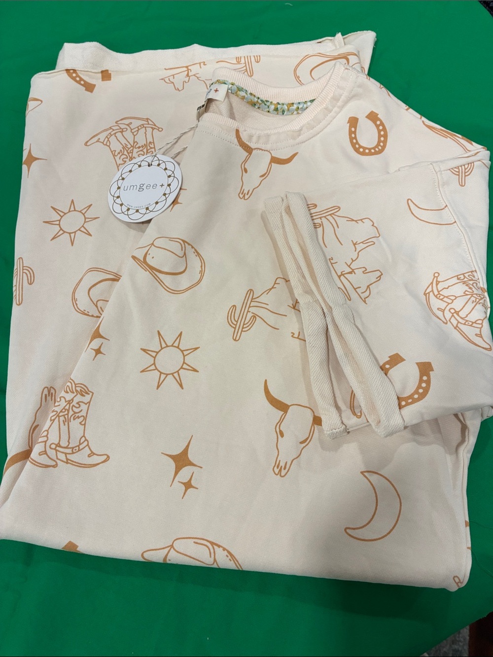 Ungee Cream and Tan Western Print tunic/cover-up.